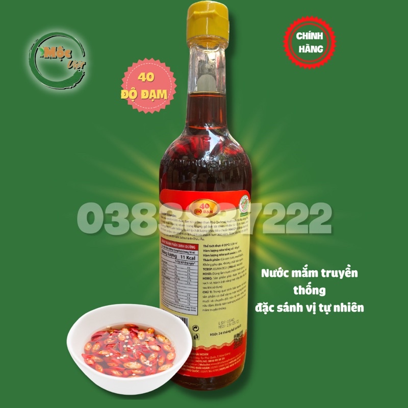 Nước mắm phú quốc Khải Hoàn 520ml 40 độ đạm chai thuỷ tinh