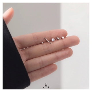 Set 5 khuyên tai nữ cá tính bạc 925 Miuu Silver, bông tai nhỏ đính đá