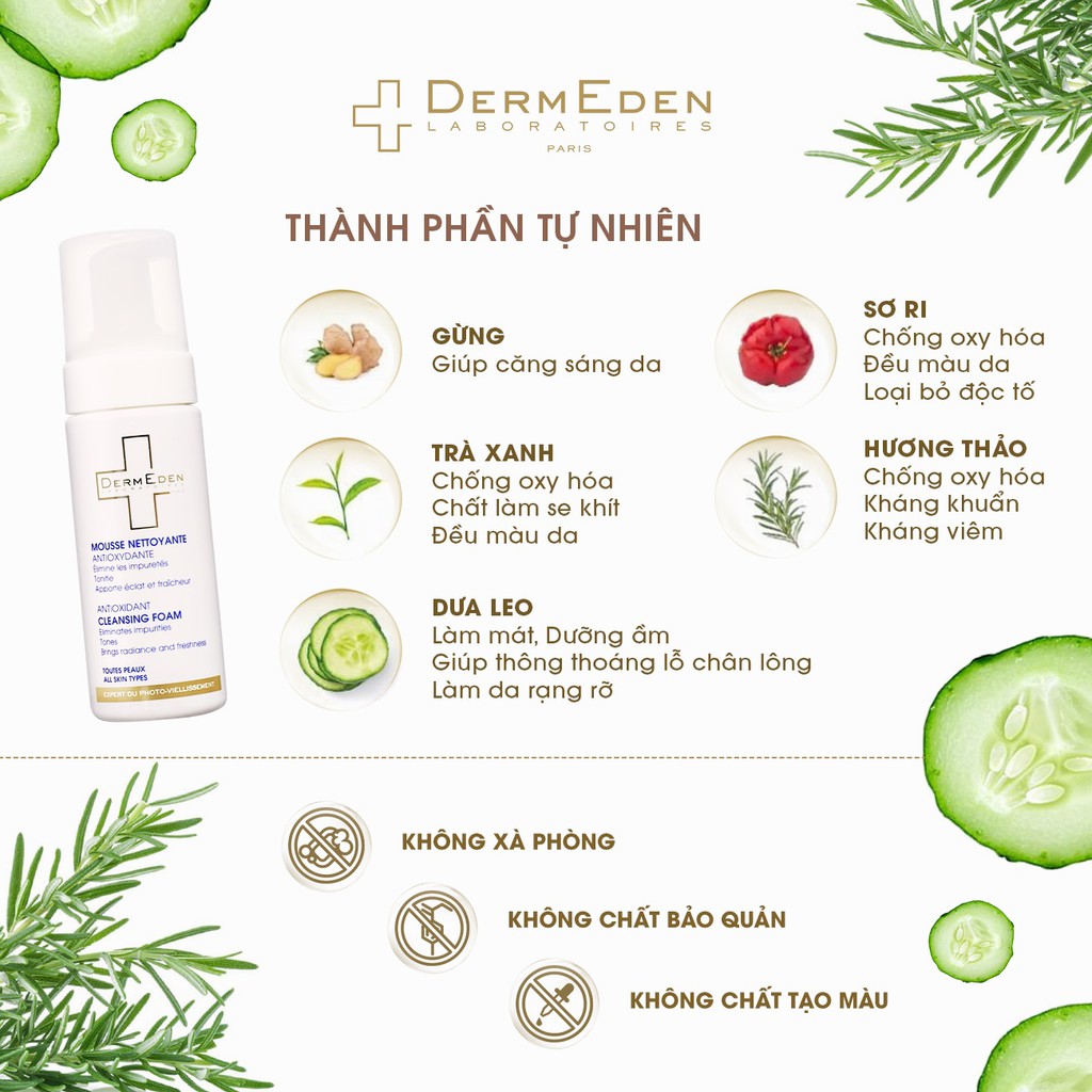 Sữa rửa mặt chống lão hoá da DERMEDEN AntiOxidant Cleansing Foam 150ml