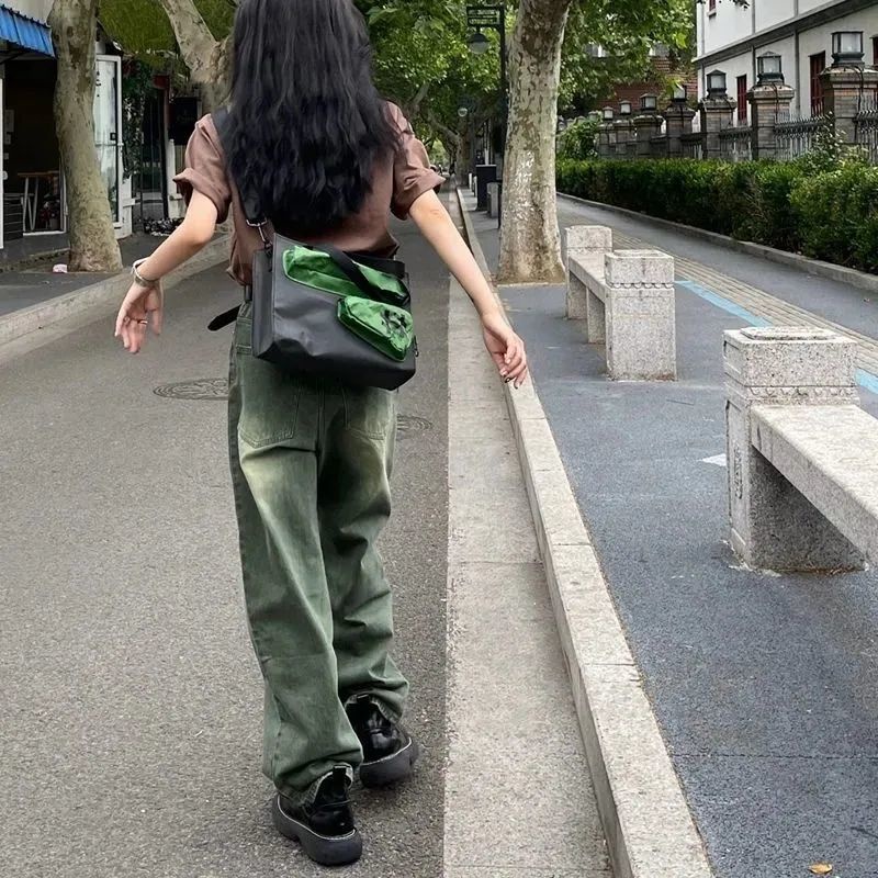 ☞✠✻Quần Jean Dài Ống Rộng Dáng Suông Màu Gradient Phong Cách Đường Phố Thời Trang Mùa Hè Cho Nữ