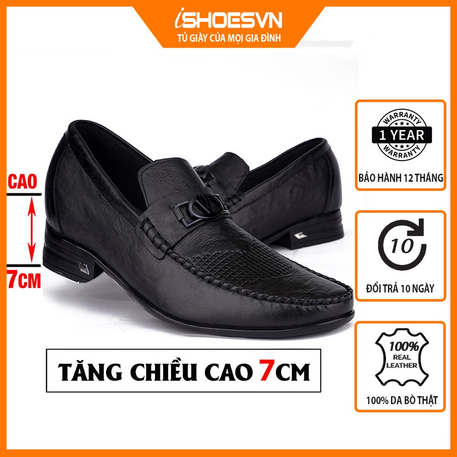 Giày da nam tăng chiều cao ISHOESVN IS118 - Giày lười công sở