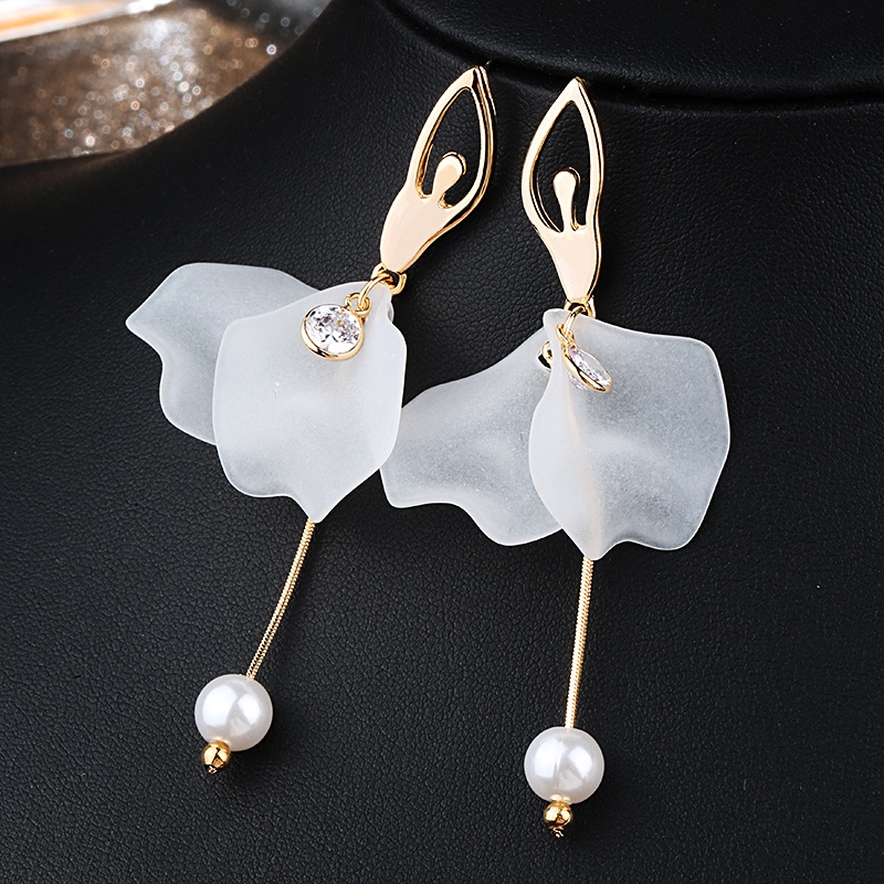 Đôi khuyên tai mạ bạc 925 hình cô gái múa ba lê dễ thương