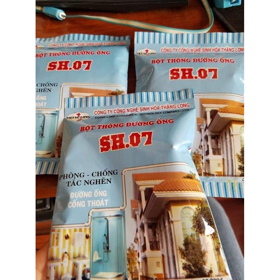 2 gói Bột thông cống SH07 siêu sạch.