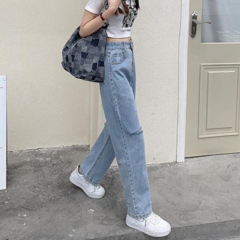 Quần jeans nữ rách 2 gối tạo sư cá tính năng động hottrend 2022