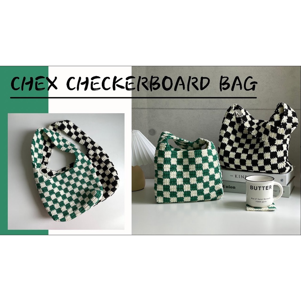 TÚI XÁCH KẸP NÁCH HOẠ TIẾT SỌC CARO CHẤT LIỆU LEN YAOH, CÓ NAM CHÂM CÀI MIỆNG TÚI