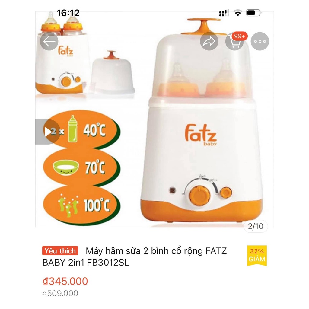 Máy Hâm Sữa 2 Bình Cổ Rộng 2in1 Fatzbaby