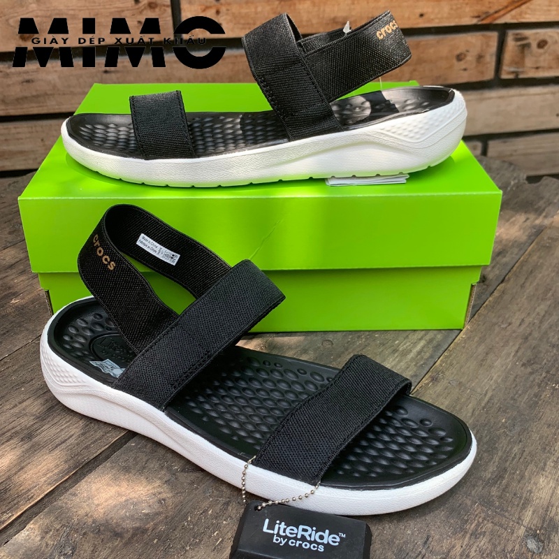 Sandal Cross Literide, xăng đan nữ thời trang màu đen đế trắng cực êm nhẹ, bền đẹp
