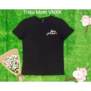 Áo thun cổ tròn vnxk đen in Paris %100 cotton