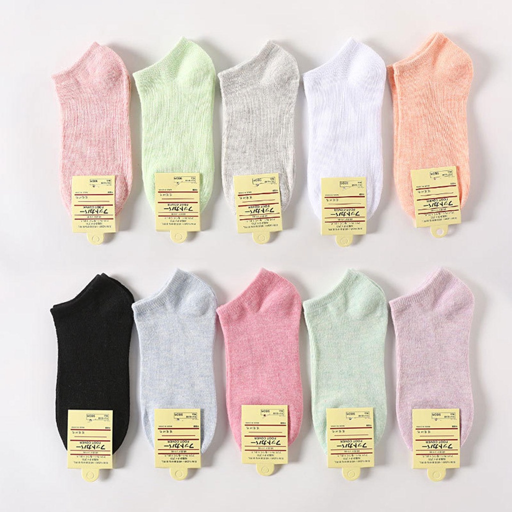 Vớ Cotton Cổ Thấp Màu Sắc Ngọt Ngào Thoáng Khí Thời Trang Cho Nữ K8J5