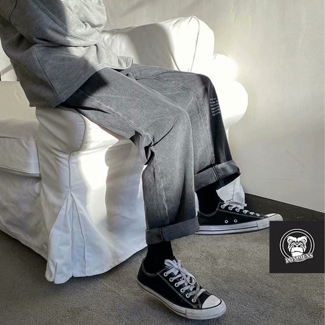 [xả kho] Quần bò ống rộng màu xanh nhạt và đen xám và đen tuyền Pon.mens