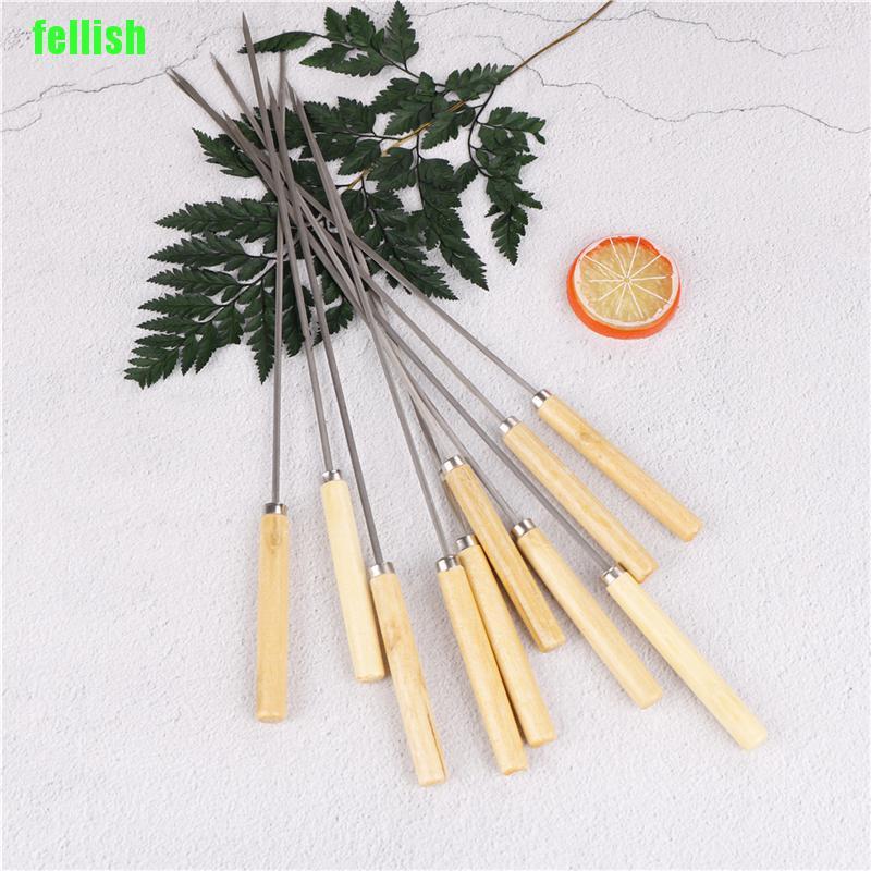 Set 10 Xiên Nướng Bbq Bằng Thép Không Gỉ Dài 35cm