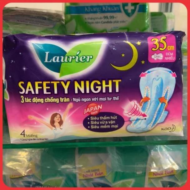 ( Mẫu Mới ) Băng vệ sinh ban đêm Laurier Fresh and Free đêm nhiều có cánh 4 miếng 35cm