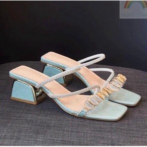 Giày cao gót guốc mặt trăng dây xoàn 5cm siêu hot