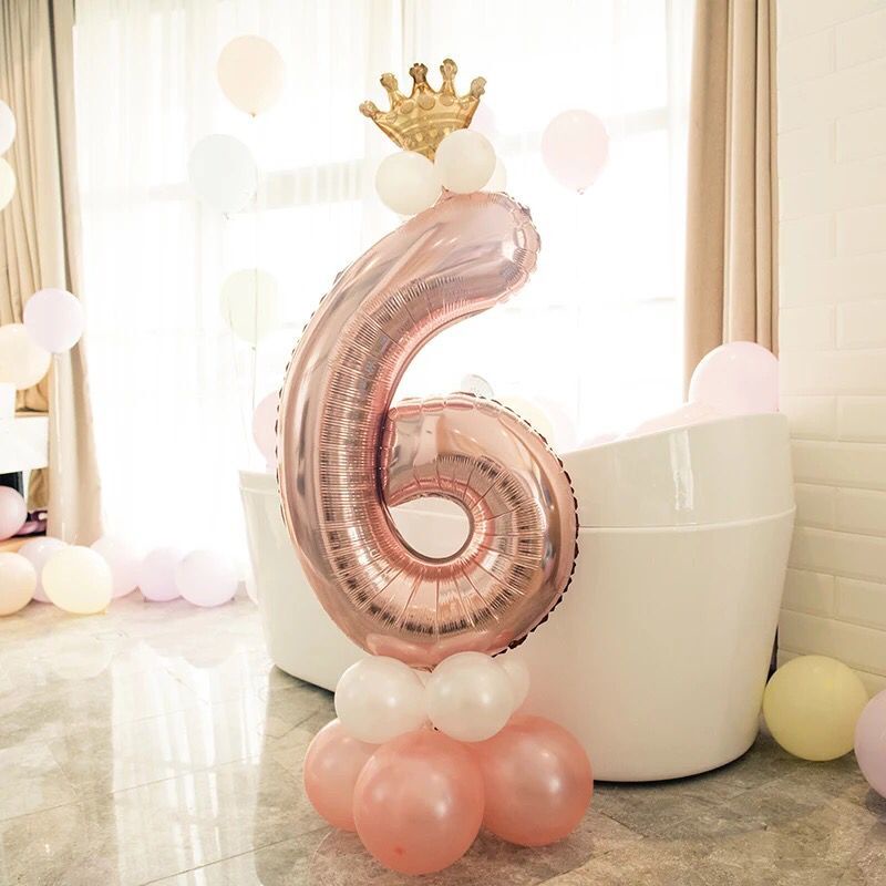 Bong Bóng Lá Vàng Hồng 32 Inch Trang Trí Tiệc Sinh Nhật