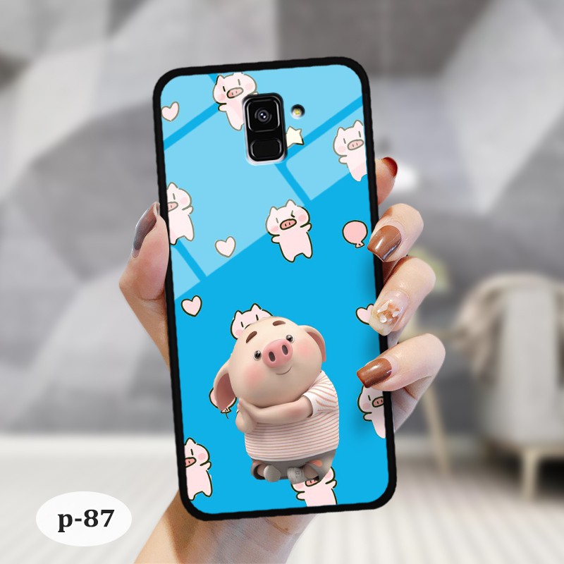 Ốp lưng kính 3D Samsung A5/ A8 2018- hình cute