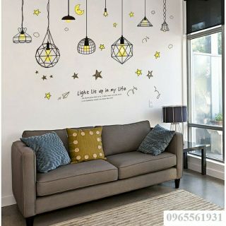 Decal dán tường đèn light lit up vàng