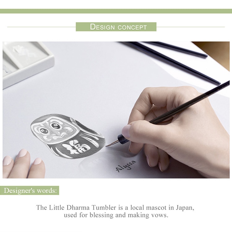 Hạt xỏ vòng tay BAMOER bằng bạc 925 hình Daruma phong cách Nhật Bản xinh xắn