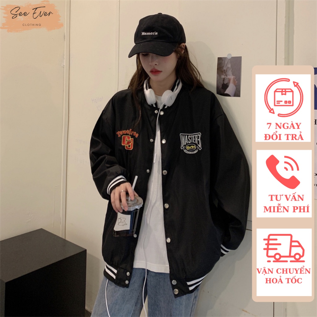 Áo khoác bomber nam nữ, áo bomber kaki logo G đỏ form rộng kiểu dáng unisex phong cách Ulzzang Hàn Quốc