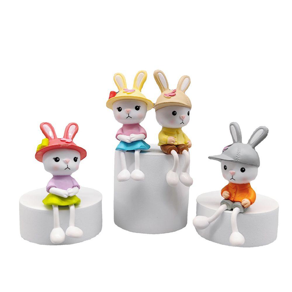 LANSEL Set 4 Chú Thỏ Chân Dài Dễ Thương Dùng Trang Trí Tiểu Cảnh DIY