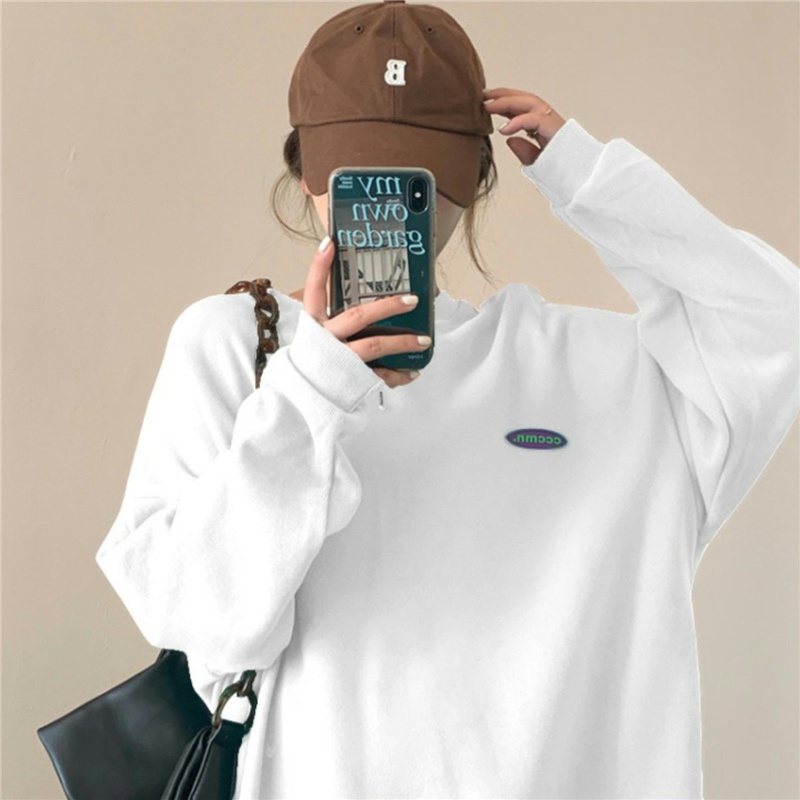 Áo sweater SUXI thể thao cổ tròn dáng rộng thời trang thu đông Hàn Quốc dành cho nữ