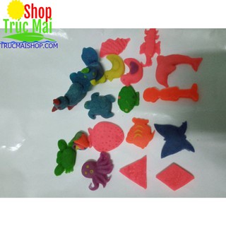 Bộ dụng cụ khuôn đất nặn, bột nặn, sáp nặn (Gồm 16 món: con lăn + dao + 14 khuôn)