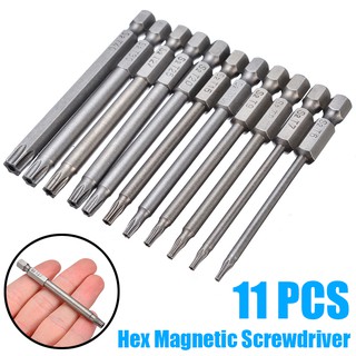 Bộ 11 Mũi Khoan T6-T40 75mm S2 Bằng Thép Có Từ Tính