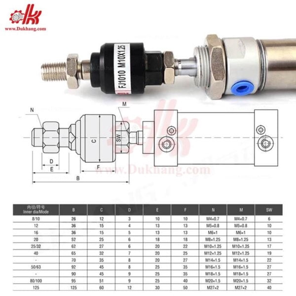 Đầu lắc xi lanh