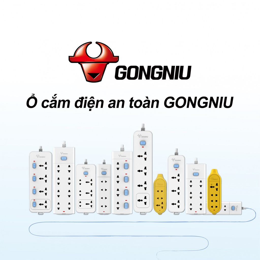 Ổ cắm điện Gongniu GNID-G3040, Ổ cắm 4 lỗ 4 công tắc 3 chấu - Hàng chính hãng 100% bảo hành toàn quốc 3 năm