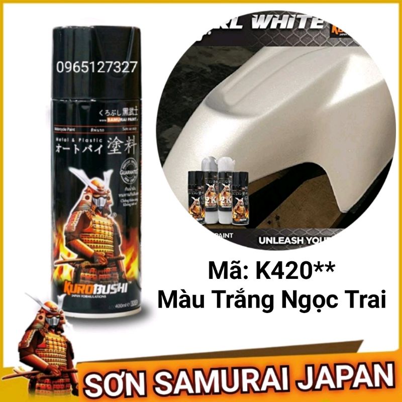 sơn xịt Samurai Japan màu Trắng Ngọc Trai. Mã K420**