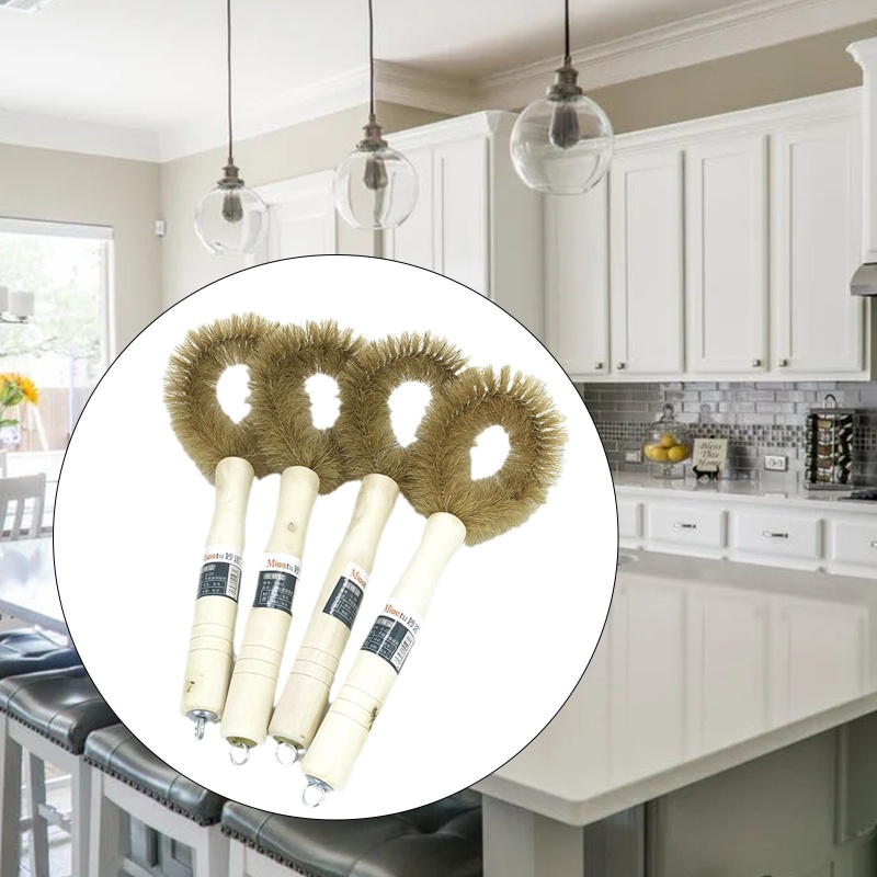Bàn Chải Vệ Sinh Nồi Chảo Có Tay Cầm Bằng Gỗ Tiện Dụng