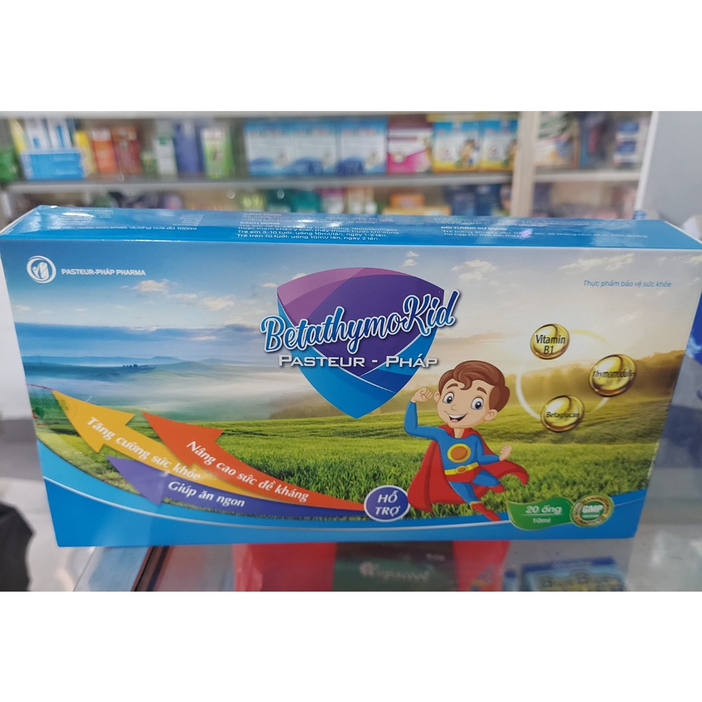 Thymomodulin hàm lượng cao Betathymokid Pasteur - hỗ trợ sức khỏe, nâng cao đề kháng, giúp ăn ngon - hộp 20 ống
