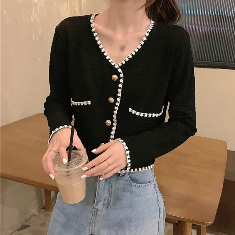 Áo Khoác Cardigan Ngắn Tay Cổ Chữ V Xinh Xắn Dành Cho Nữ