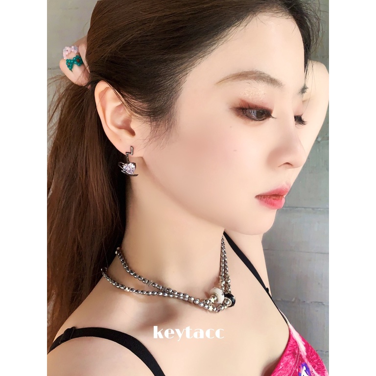 Khuyên tai đính đá zircon trái tim thời trang