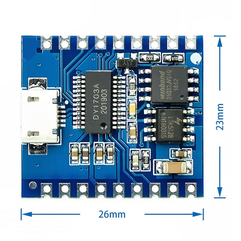 Mô-đun âm thanh DY-SV17F Mini MP3 Player 8Bit IO UART Kích hoạt Micro USB Tải xuống 4MBytes Flash Voice Module