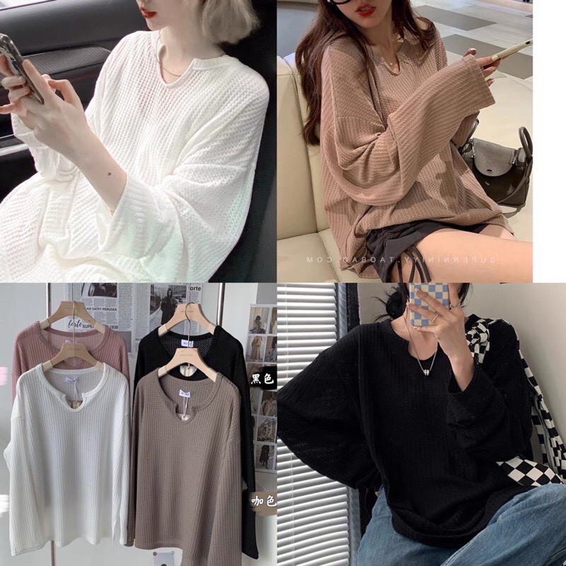 Áo phông dài tay nữ ulzzang áo phông nữ phong cách Hàn Quốc