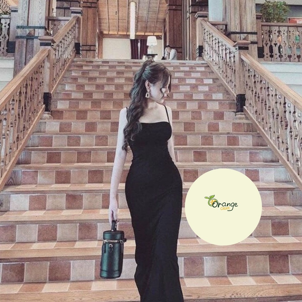 Đầm 2 dây body màu đen cá tính sang trọng. Đầm body đen 2 dây OR1407