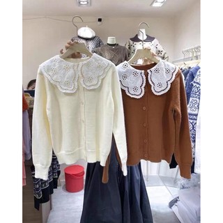 Áo len phối viền ren cổ tiểu thư❤Áo len nữ 0915