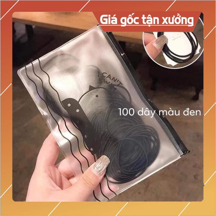Buộc tóc 100 cái có túi zip đựng tiện lơi