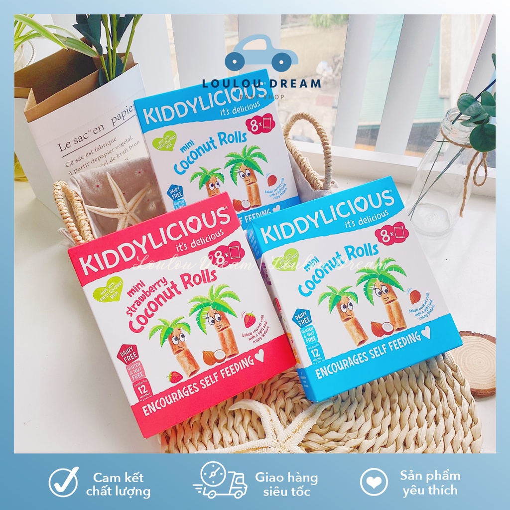 Bánh cuộn dừa nướng Kiddylicious - Bánh ăn dặm cho bé 12m+ (date mới nhất) [BAY AIR]