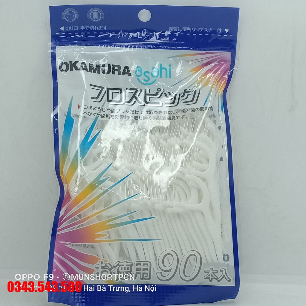 Tăm chỉ kẽ răng OKAMURA asahi gói 90 cây