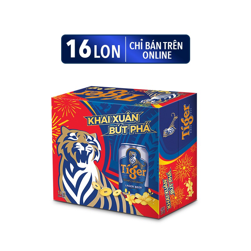 Thùng 16 lon bia Tiger 330ml/Lon