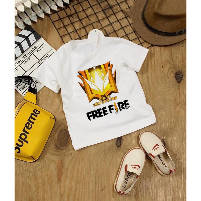 Áo thun trẻ em in hình logo Free Fire chất cotton tici mềm mịn đủ các size