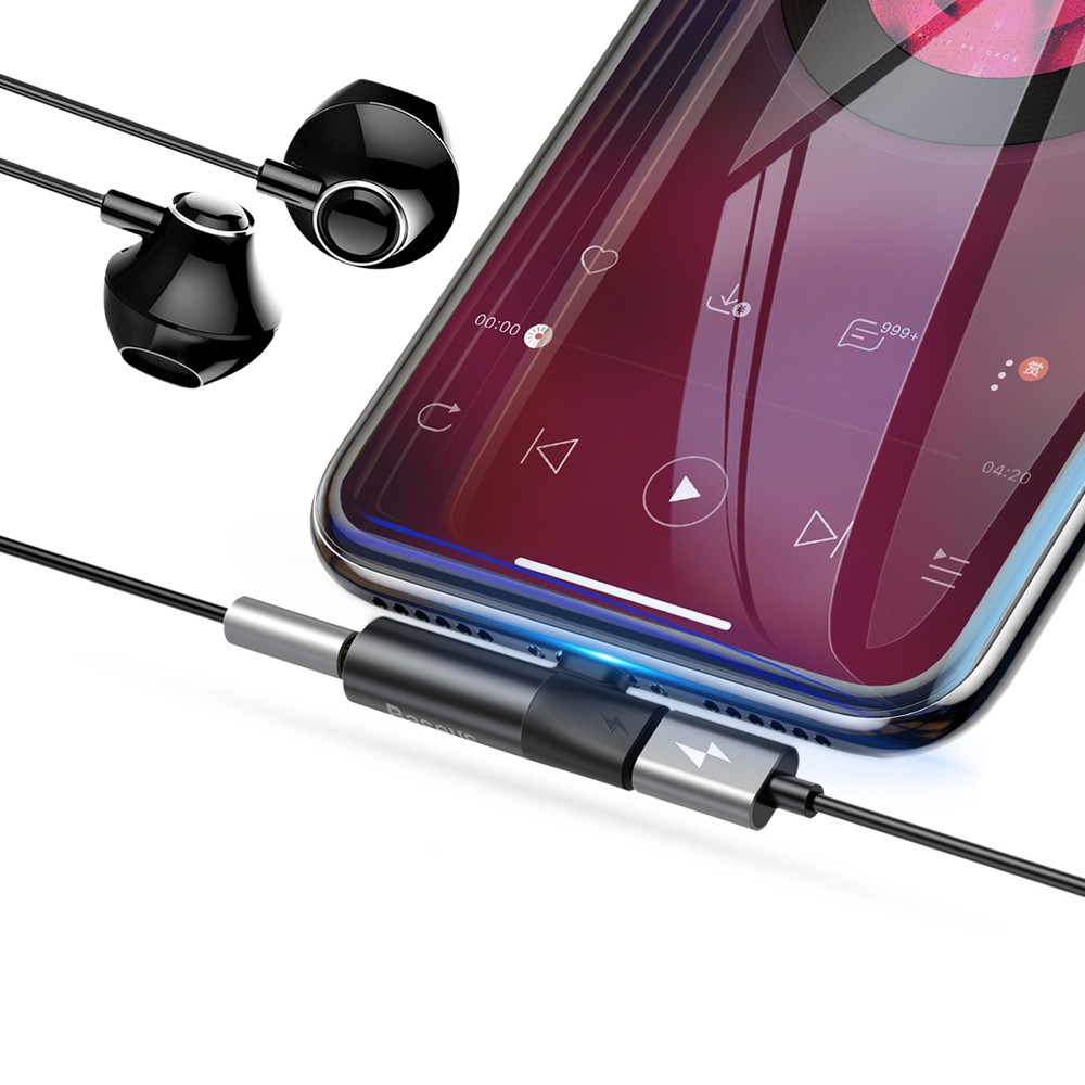 Bộ chuyển cổng Lightning sang Audio 3.5mm + Lightning Baseus L43 cho iPhone/ iPad (Vừa sạc pin vừa nghe nhạc)