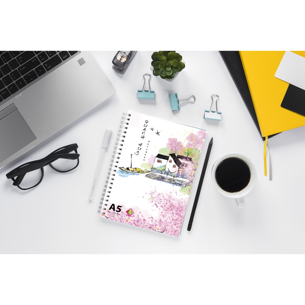 Sổ Lò Xo A5 Quang Huy 180 trang, Planner dòng kẻ ngang, ghi chú, note lập kế hoạch,  Sổ tay cute, vpp so tay