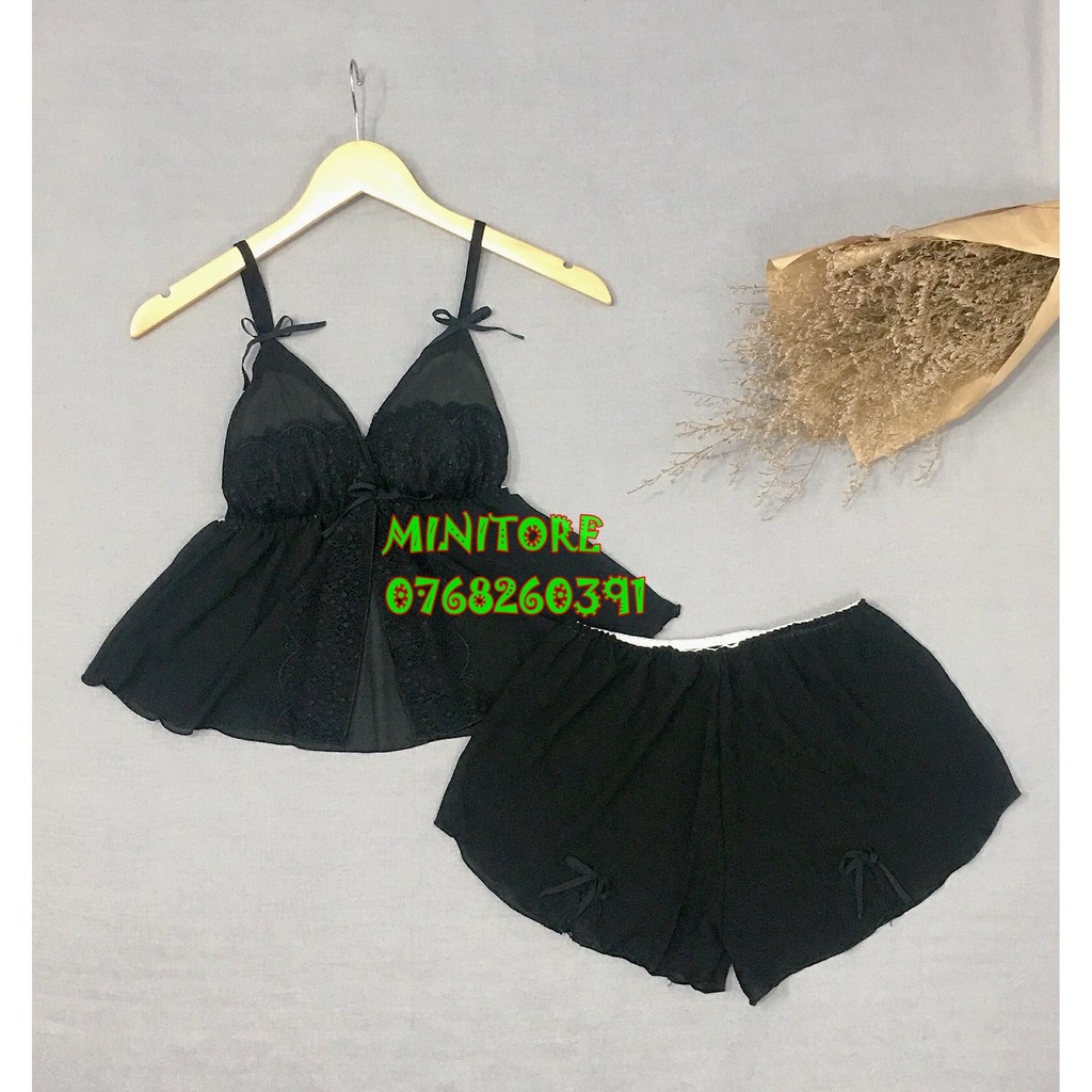 [DƯỚI 55KG] BỘ VOAN CROPTOP CÓ MÚT, PHỐI REN VOAN MỎNG  MÁT MẶC NGỦ SEXY - HÀNG XƯỞNG NHÀ MAY ĐƯỜNG MAY KỸ