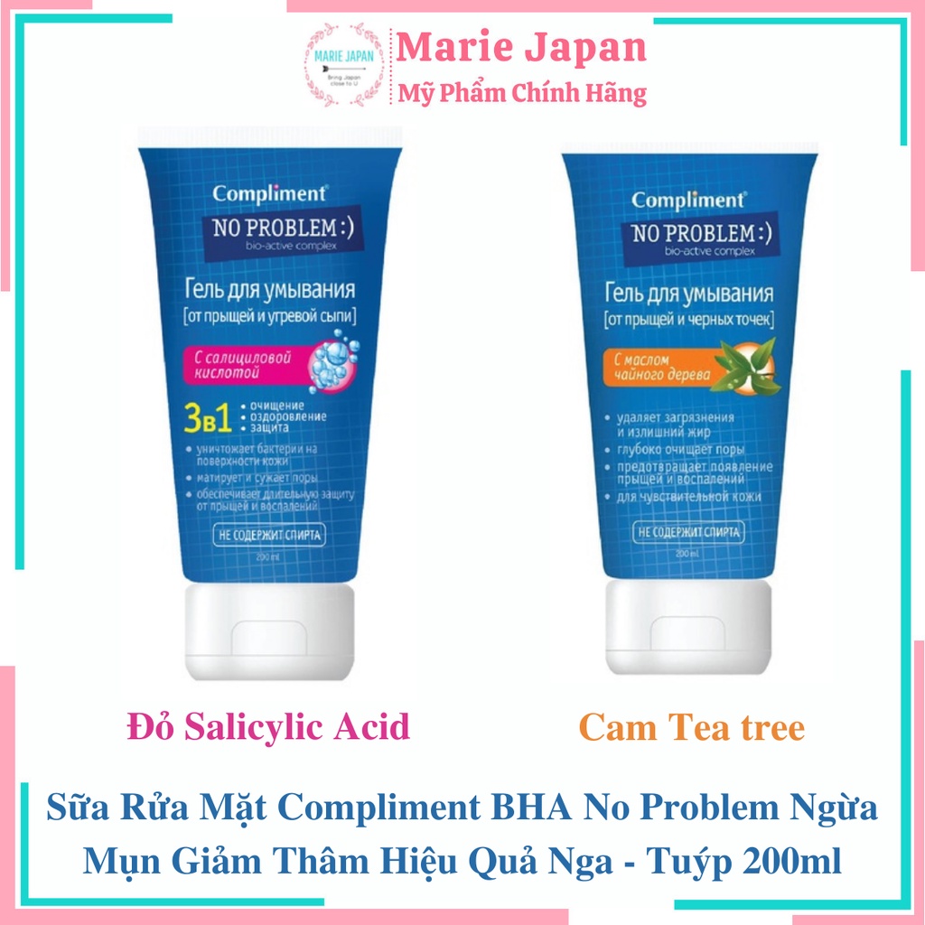 Sữa Rửa Mặt Compliment BHA No Problem Ngừa Mụn Giảm Thâm Hiệu Quả Nga - Tuýp 200ml