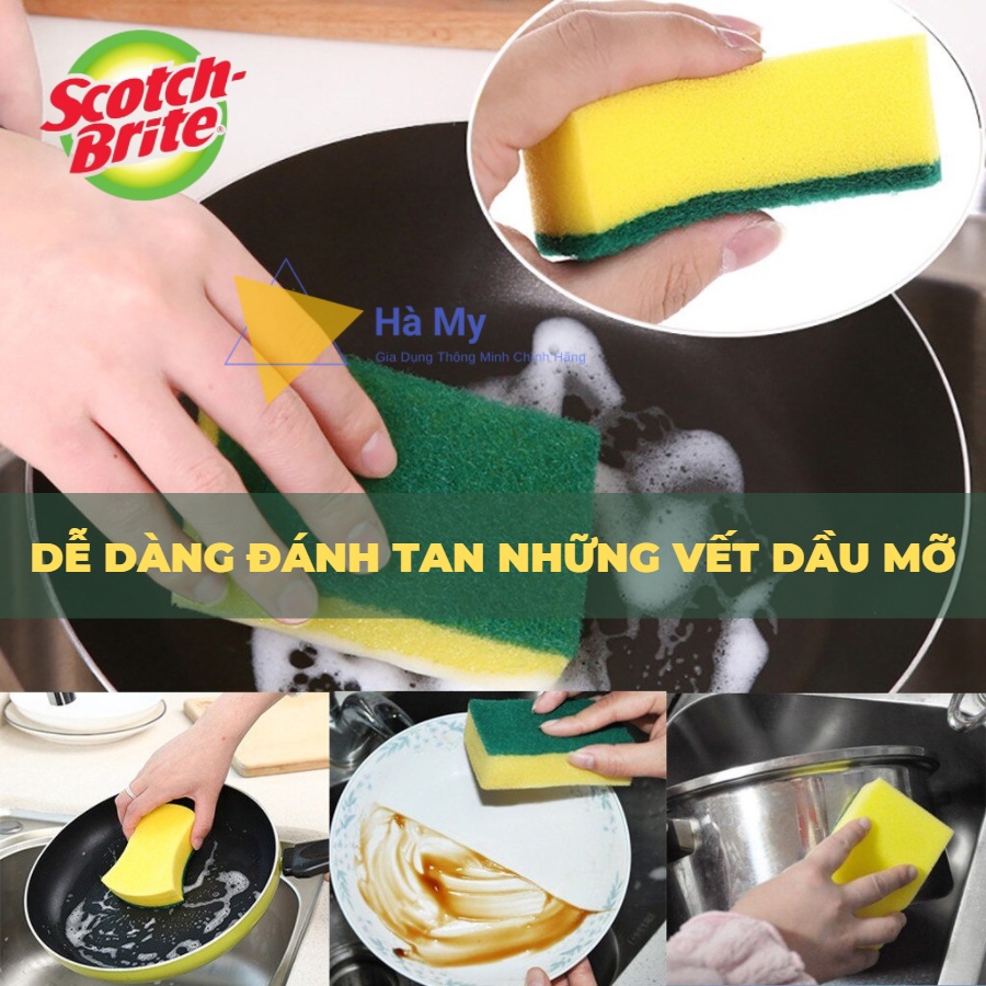 Combo 5 Miếng Rửa Chén,Bát 3M Scotch Brite Thế Hệ Mới Kháng Khuẩn,Siêu Sạch Gấp 3 Lần Miếng Rửa Chén Thông Thường