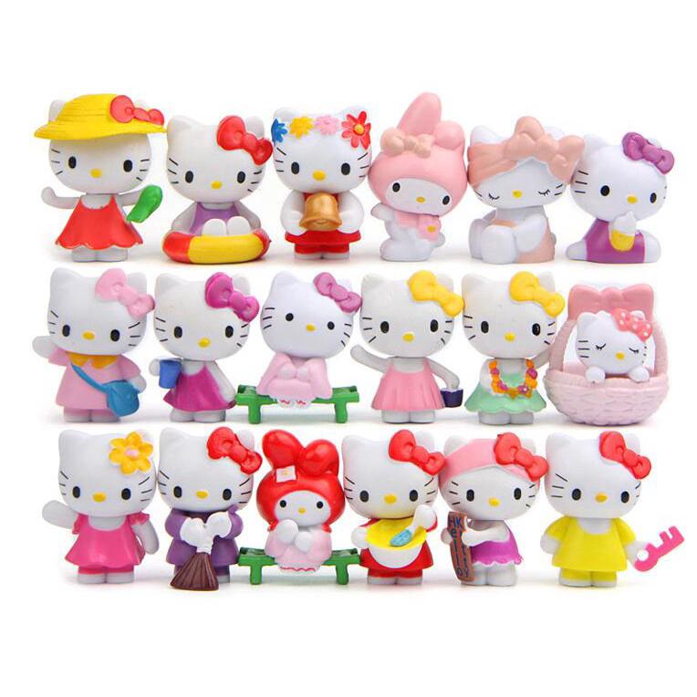 Set 18 Mô Hình Đồ Chơi Nhân Vật Hoạt Hình Hello Kitty 4.5cm