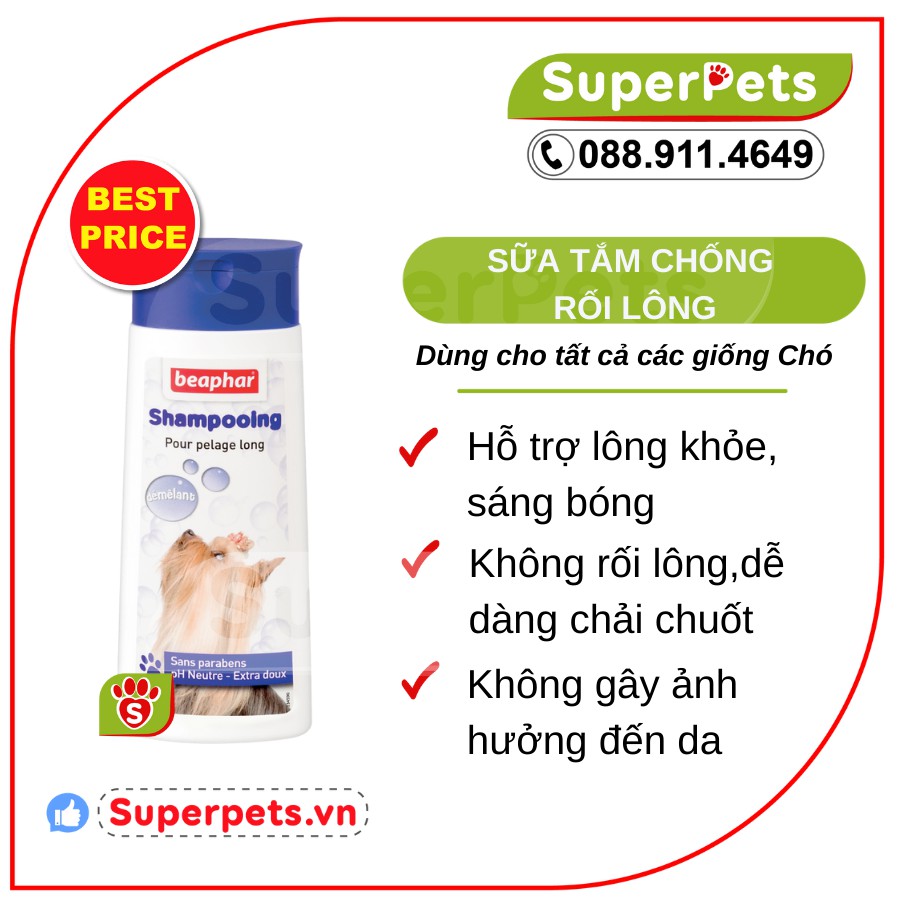 Sữa Tắm Chống Rối Lông Cho Chó BEAPHAR SHAMPOO BUBBLE LONG COAT SUPERPETS VIỆT NAM