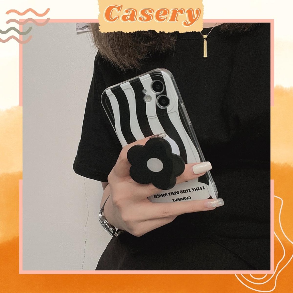 Ốp lưng điện thoại Iphone sóng đen kèm Pop up đỡ điện thoại cho 13Promax/13Pro/13/12Promax/..../7/8/SE